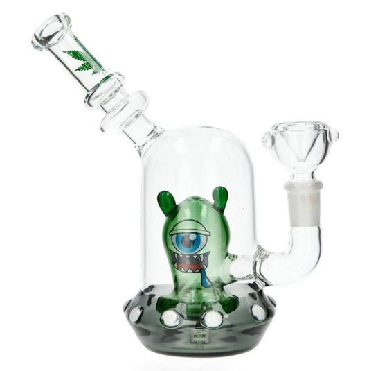 Bong Verre - Bubbler Alien Vert (17cm)