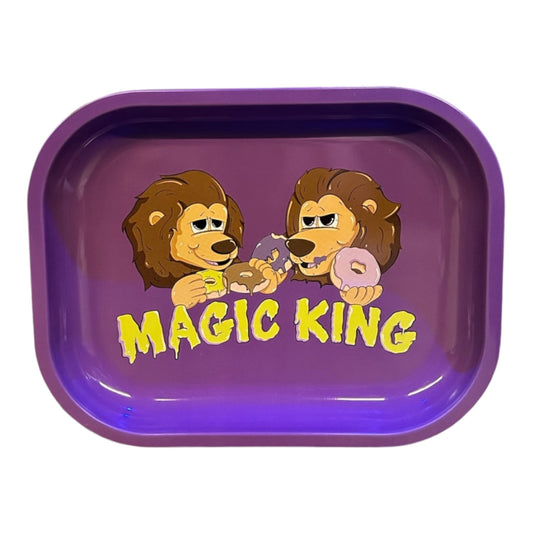 Rolling Tray Metal Magic King (Small) - Plateau Magic King "Lions Donuts" MAUVE