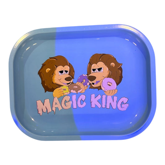 Rolling Tray Metal Magic King (Small) - Plateau Magic King "Lions Donuts" BLEU