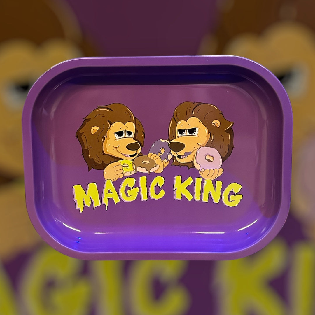 Rolling Tray Metal Magic King (Small) - Plateau Magic King "Lions Donuts" MAUVE