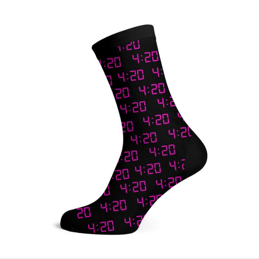 Cannabis Chaussettes  Noir/Rose - 4:20 Alarme (36-42)