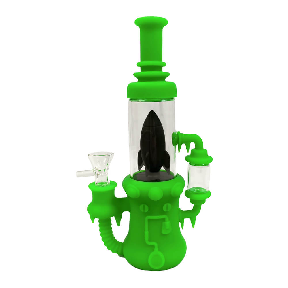 Bong Verre & Silicone Vert - Rocket (23cm)